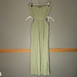 Chic Backless Green Maxi Dress